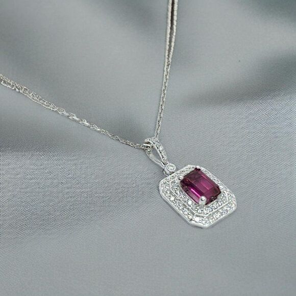 Diamond Rubellite Tourmaline Necklace 18" 18k G 1.80 TCW Certified $4,950 921140 - Picture 13 of 16